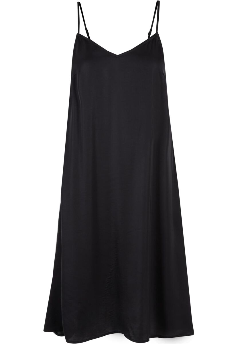 Urban Classics Kleid knielang - Ladies Viscose Satin Slip Dress - XS bis L - für Damen - Größe M - schwarz