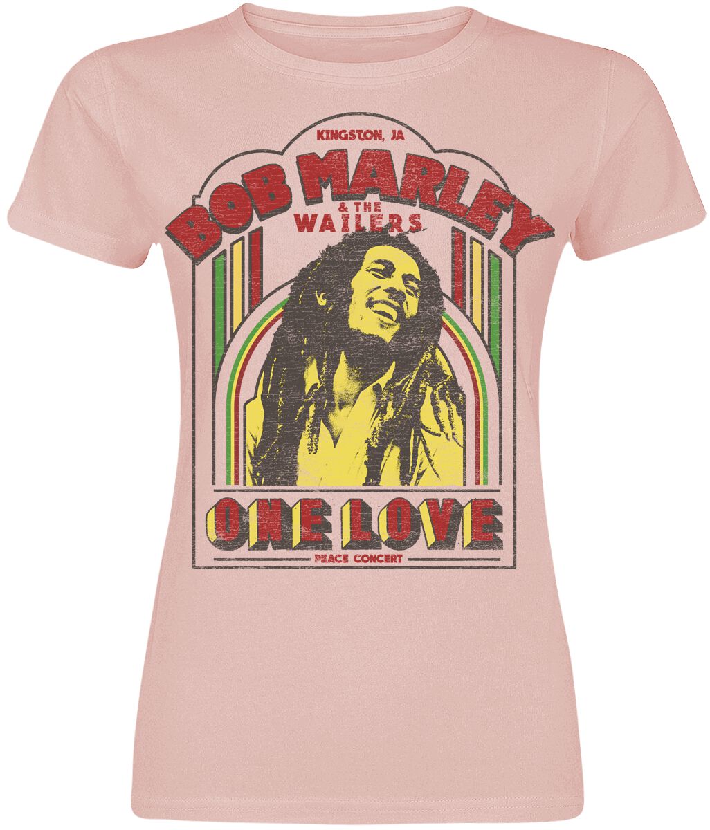 Bob Marley T-Shirt - One Love Clouds - S - für Damen - Größe S - rosa  - Lizenziertes Merchandise!