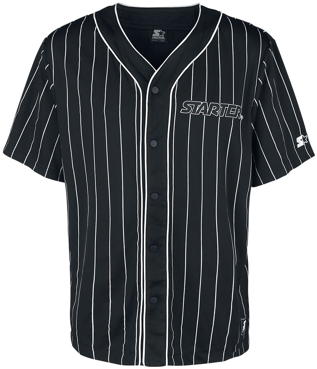 Starter Kurzarmhemd - Baseball Jersey - S bis XL - für Männer - Größe M - schwarz