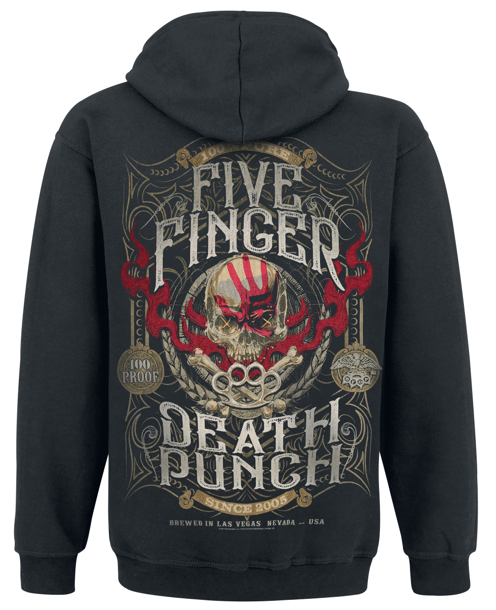 Five Finger Death Punch Kapuzenpullover - 100 Proof - S bis L - für Männer - Größe L - schwarz  - Lizenziertes Merchandise!