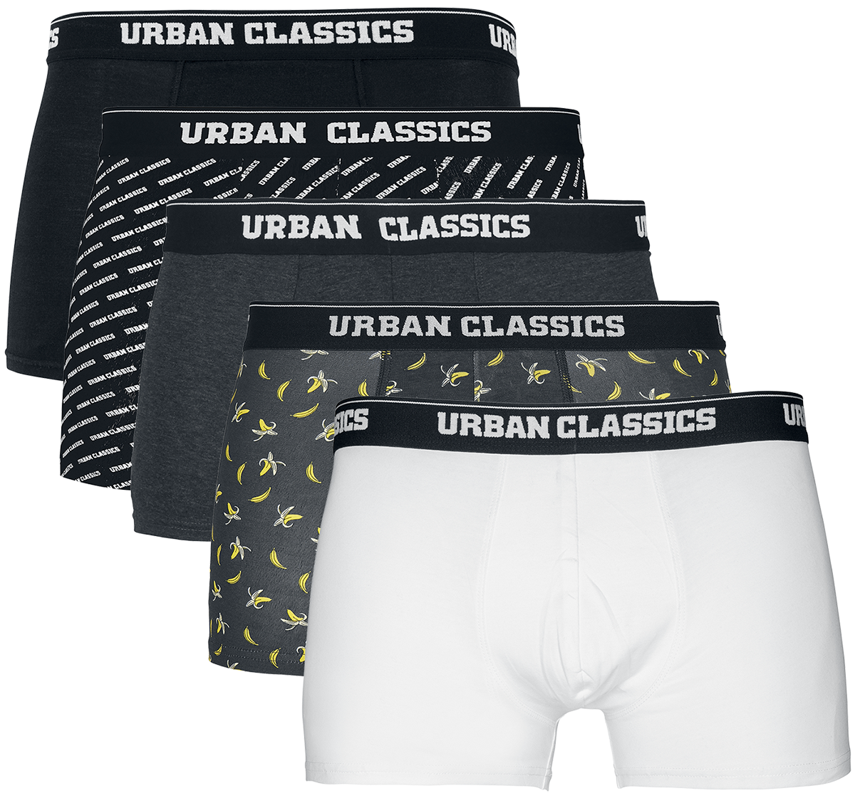 Urban Classics - Boxer Shorts 5-Pack - Boxershort-Set - schwarz| grau| weiß
