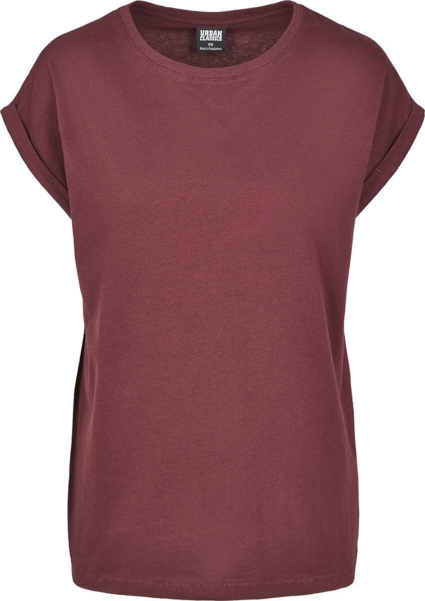 Urban Classics T-Shirt - Ladies Extended Shoulder Tee - XS bis 5XL - für Damen - Größe 5XL - weinrot