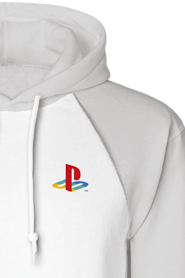 Playstation Logo Sleeve Kapuzenpullover weiß grau