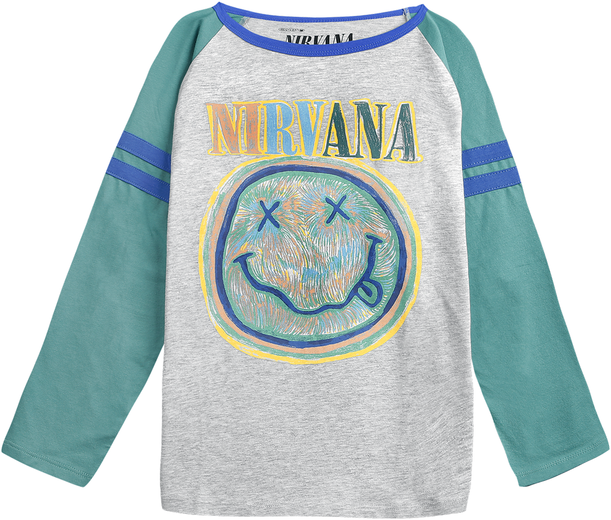 Nirvana - Kids - EMP Signature Collection - Langarmshirt - grau| türkis - EMP Exklusiv!