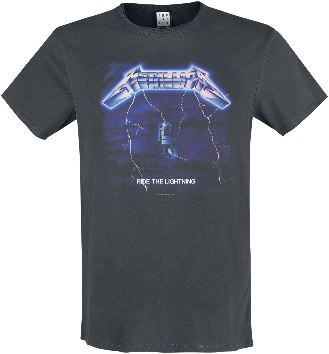 Metallica T-Shirt - Amplified Collection - Ride The Lightning - S bis 3XL - für Männer - Größe XL - charcoal  - Lizenziertes Merchandise!