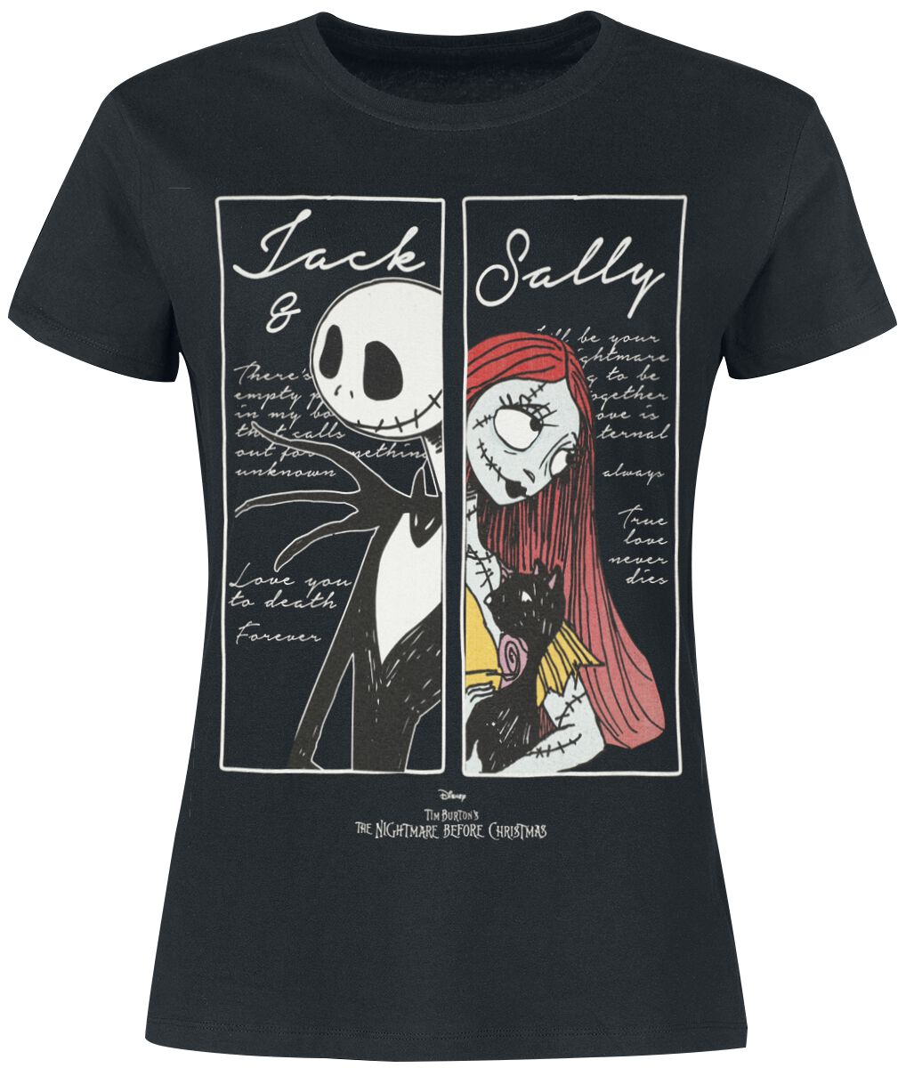 The Nightmare Before Christmas - Disney T-Shirt - Jack & Sally - M bis XXL - für Damen - Größe XXL - schwarz  - Lizenzierter Fanartikel