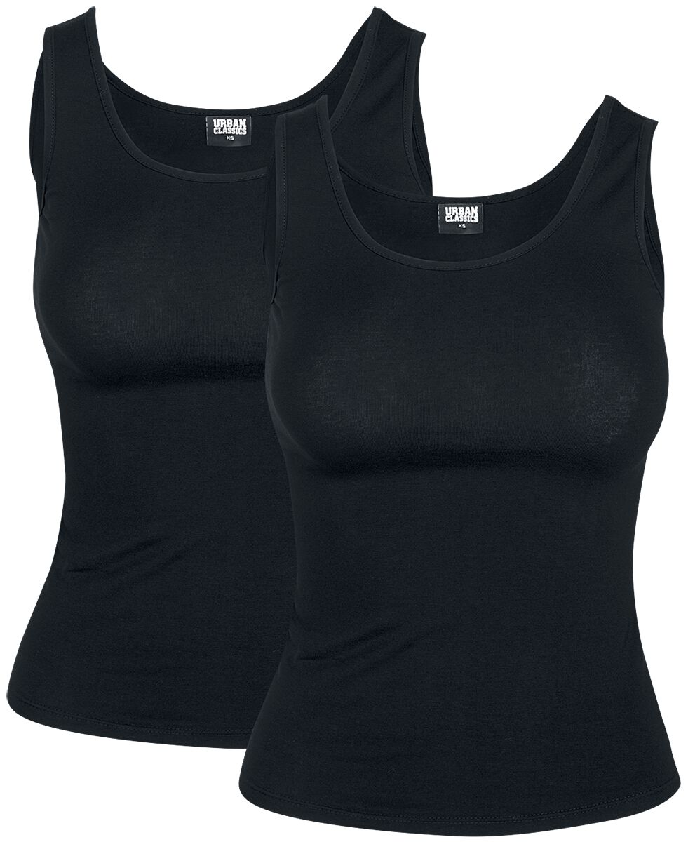 Urban Classics Top - Ladies 2-Pack Basic Stretch Top - XS bis 5XL - für Damen - Größe 4XL - schwarz
