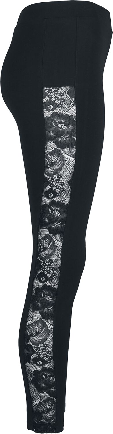 Urban Classics Leggings - Ladies Lace Striped Leggings - XS bis 5XL - für Damen - Größe 4XL - schwarz