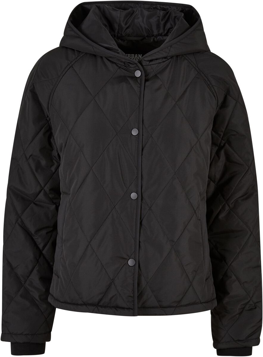 Urban Classics Übergangsjacke - Ladies Oversized Diamond Quilted Hooded Jacket - XS bis M - für Damen - Größe XS - schwarz