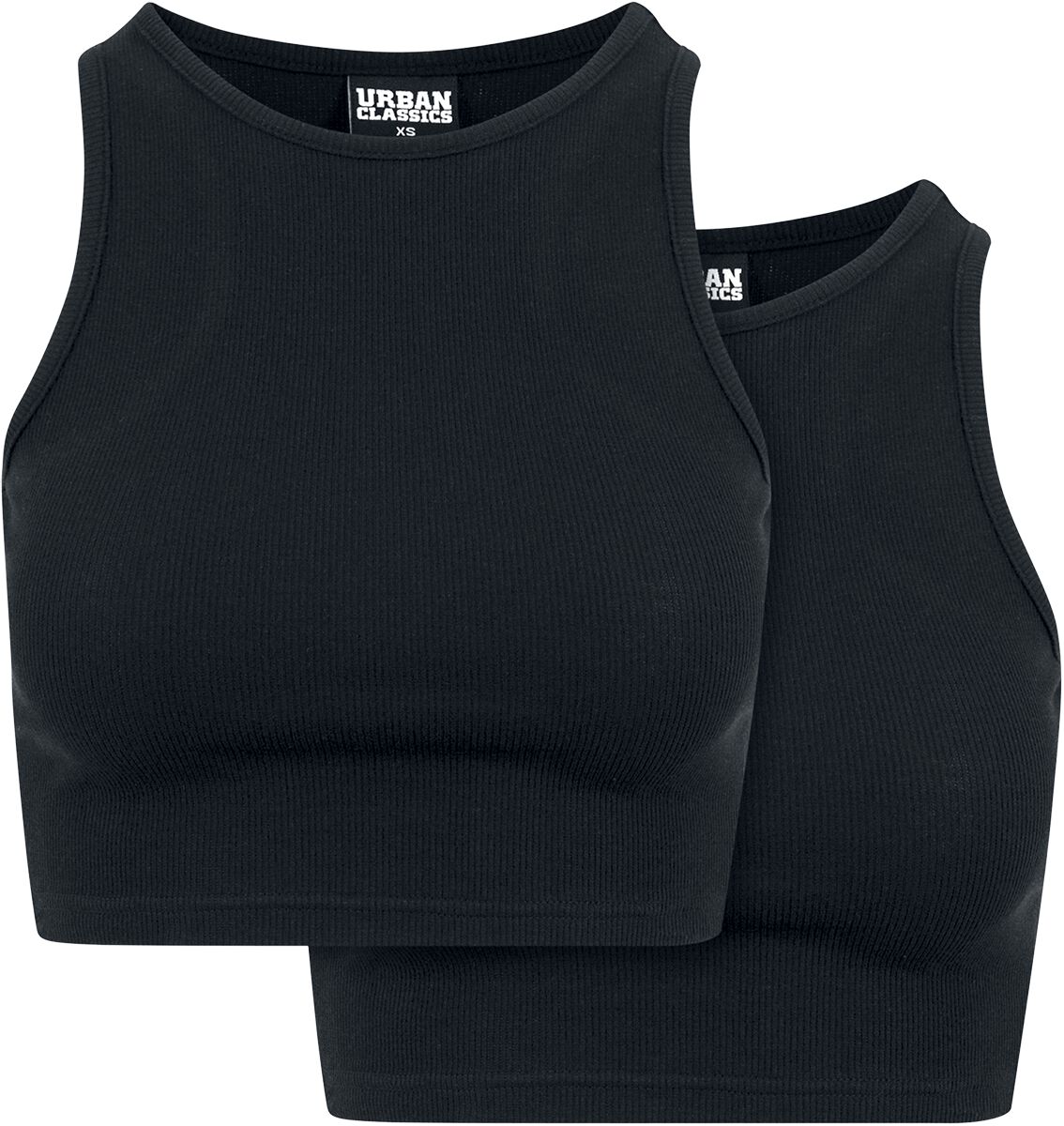 Image of Top di Urban Classics - Pre-Pack Ladies Cropped Rib Top 2-Pack - XS a XL - Donna - nero