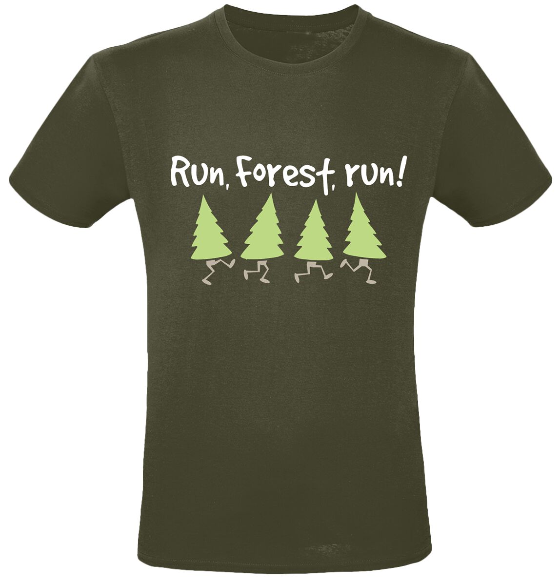 Sprüche T-Shirt - Run, Forest, Run! - M bis 3XL - für Männer - Größe XXL - khaki