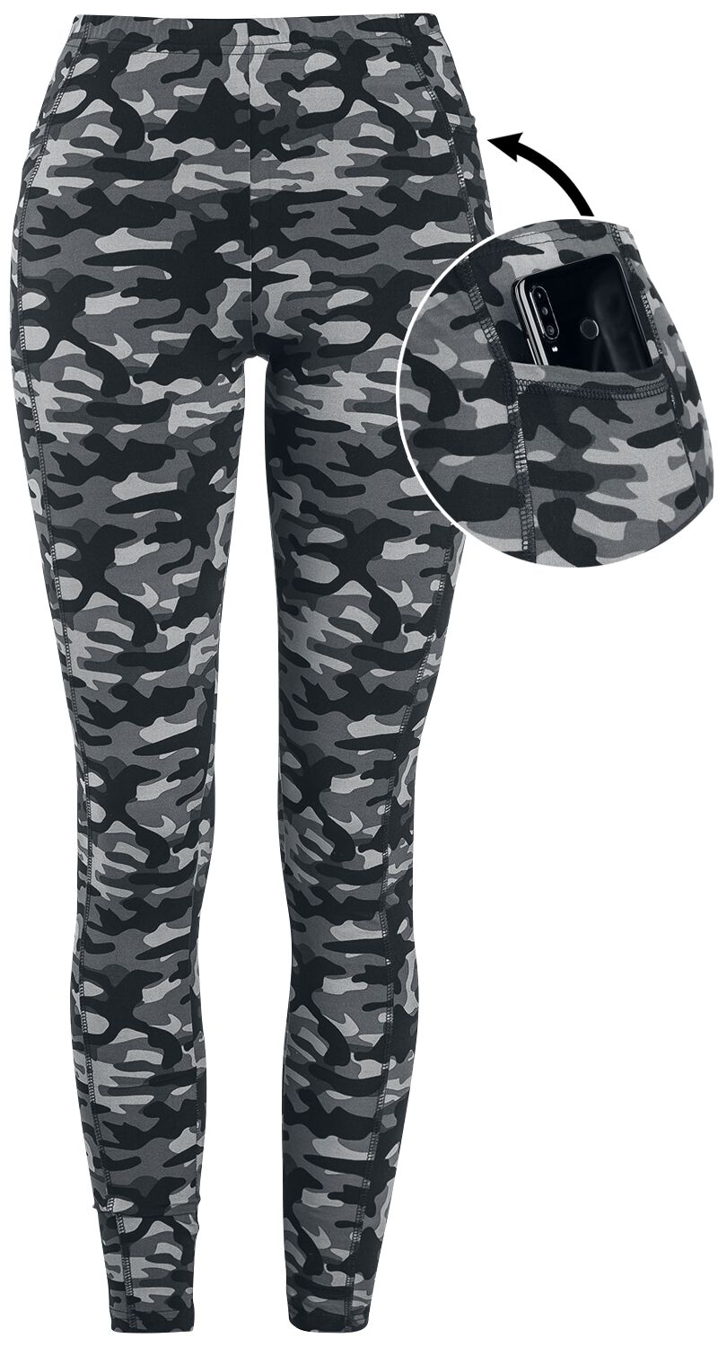 Rock Rebel by EMP - Camouflage/Flecktarn Leggings - Graue Camo-Leggings mit seitlichen Taschen - XS bis 5XL - für Damen - Größe M - grau