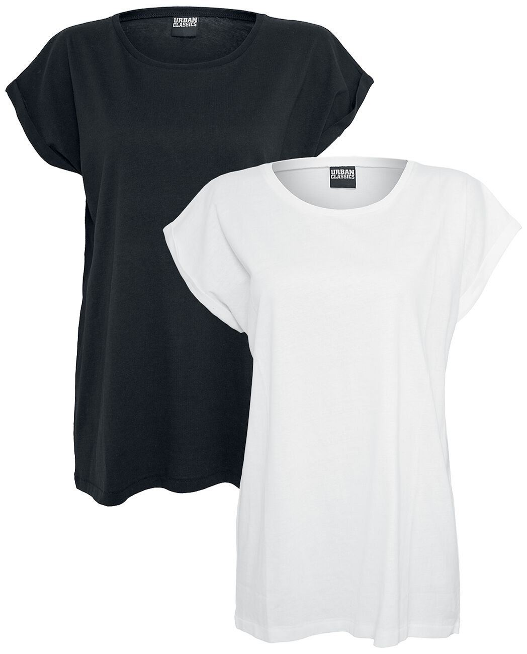 Urban Classics - Ladies Extended Shoulder Tee Double Pack - T-Shirt - schwarz|weiß