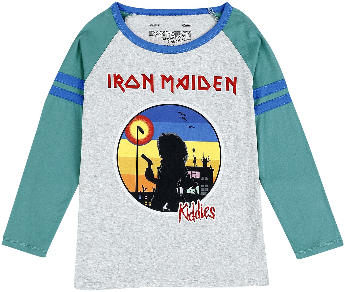 Image of Maniche lunghe di Iron Maiden - Kids - EMP Signature Collection - 134/140 a 158/164 - ragazzi & ragazze - grigio/turchese