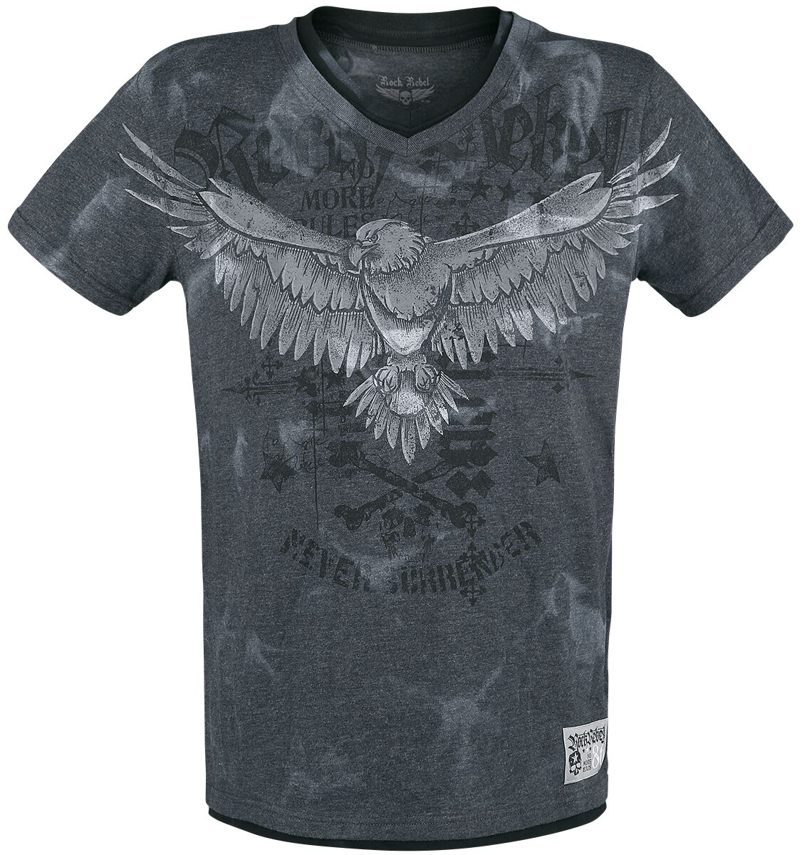 Rock Rebel by EMP - Rock T-Shirt - T-Shirt mit Print und V-Ausschnitt - S bis XXL - für Männer - Größe M - grau