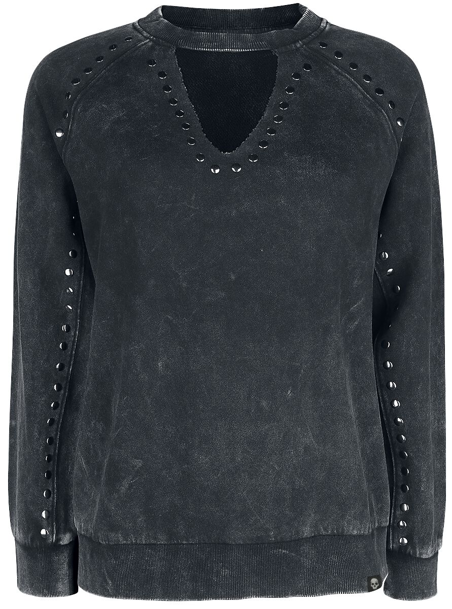 Rock Rebel by EMP - Rock Sweatshirt - Sweatshirt mit Print und Nieten - S bis L - für Damen - Größe M - schwarz