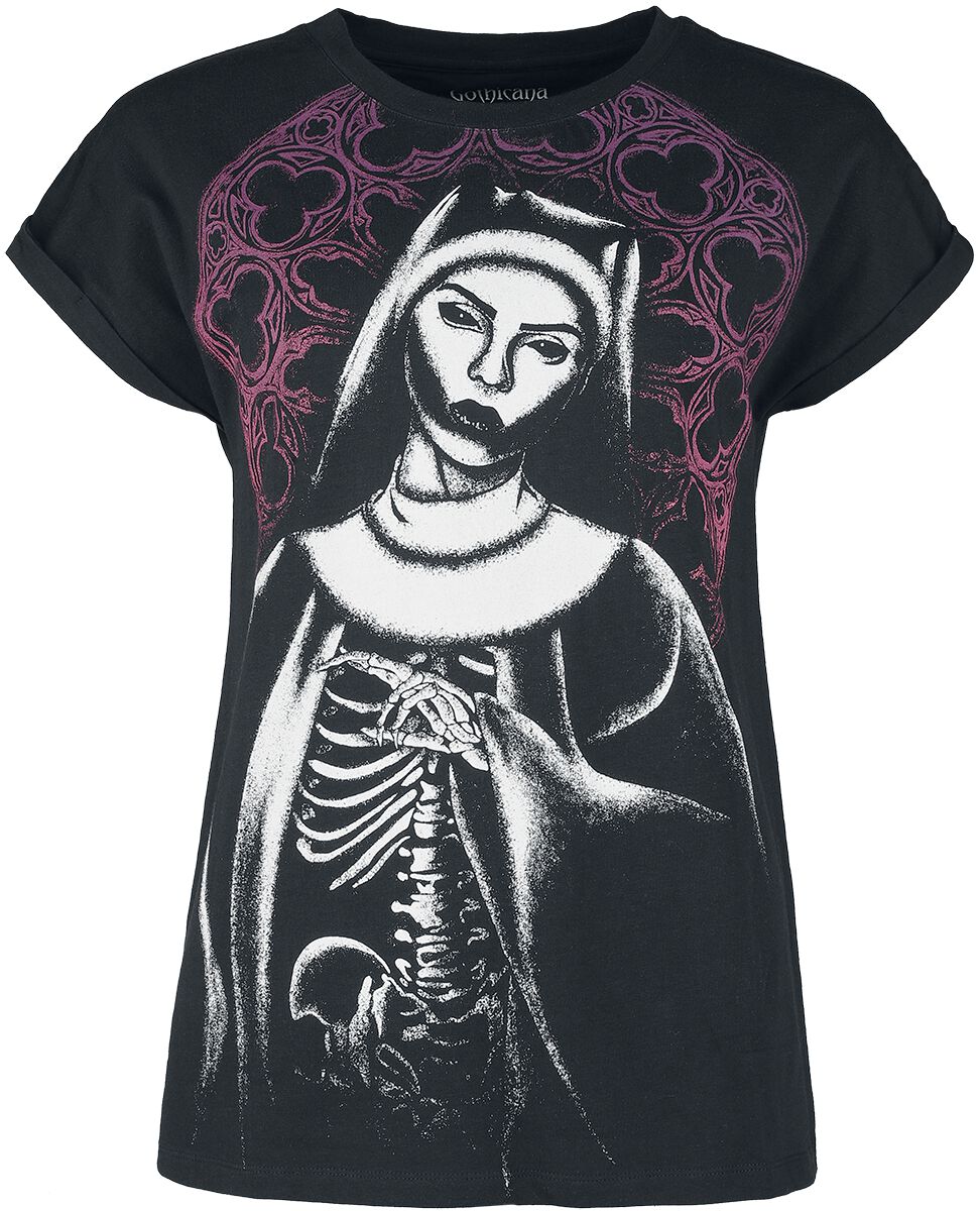 Gothicana by EMP - Gothic T-Shirt - T-Shirt With Nun Print - S bis 4XL - für Damen - Größe L - schwarz