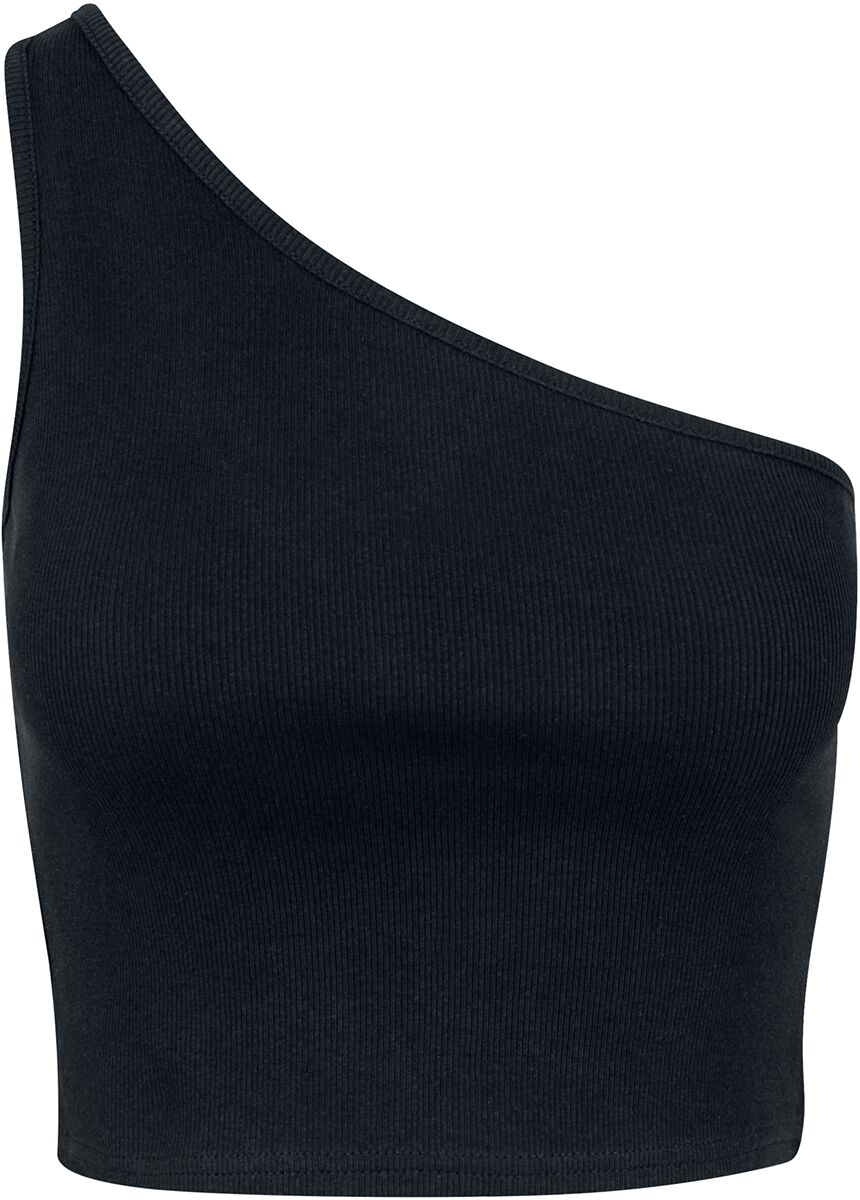 Urban Classics Top - Ladies Cropped Asymmetric Top - XS bis XL - für Damen - Größe S - schwarz