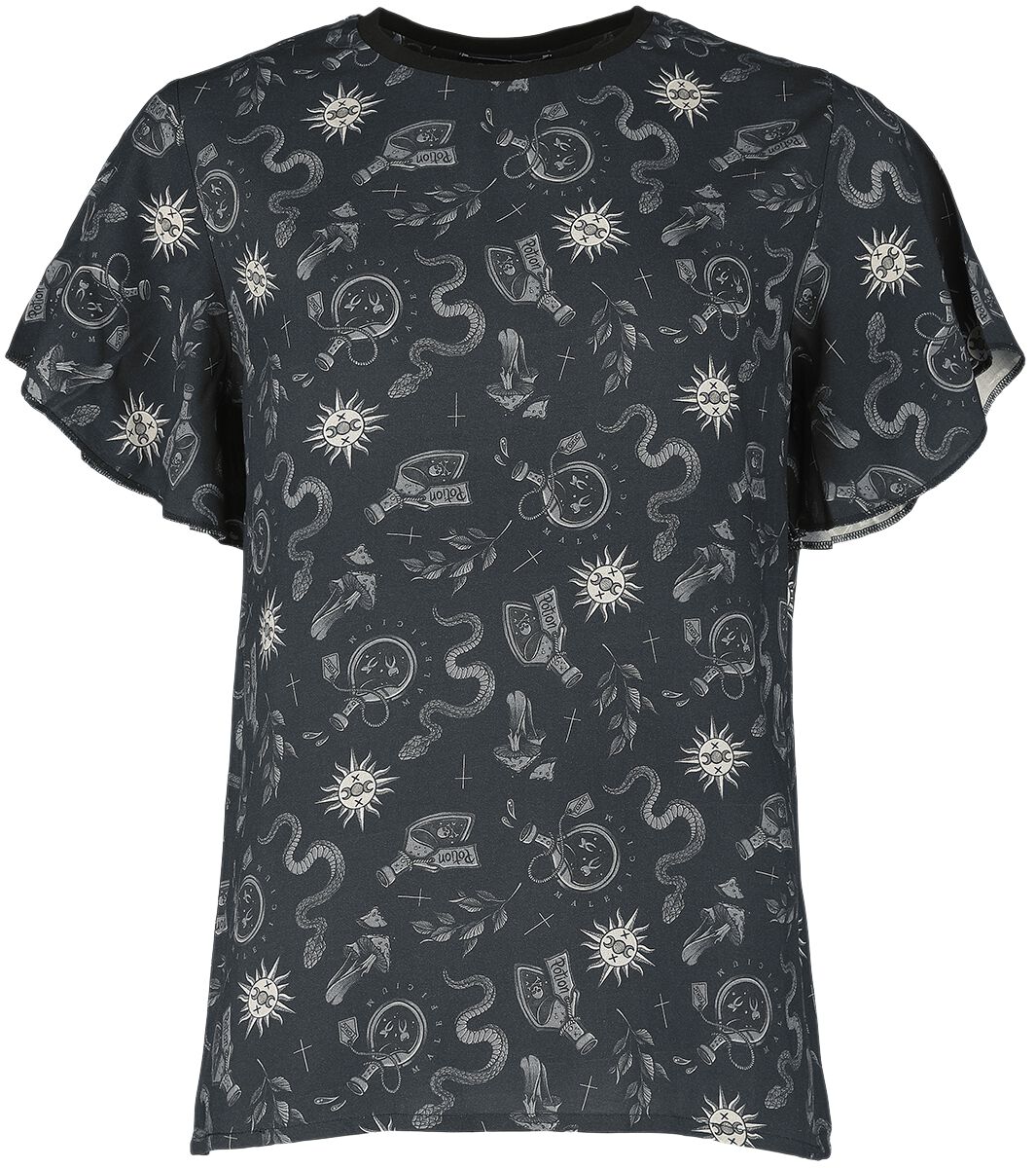 Gothicana by EMP T-Shirt - T-Shirt mit Alloverprint - XS bis M - für Damen - Größe XS - schwarz