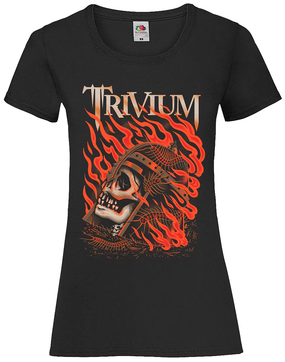 Trivium T-Shirt - Clark Or Flaming Skull - S bis XXL - für Damen - Größe L - schwarz  - Lizenziertes Merchandise!