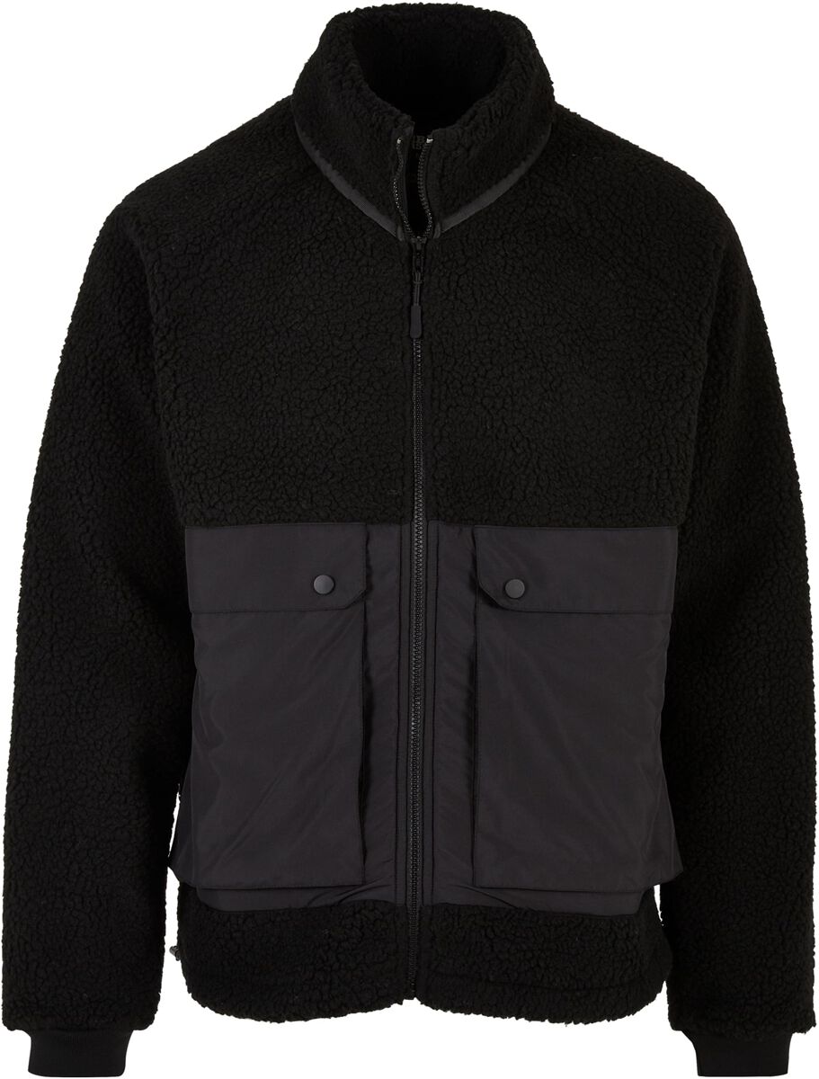 Urban Classics Übergangsjacke - Short Raglan Sherpa Jacket - S bis XXL - für Männer - Größe S - schwarz