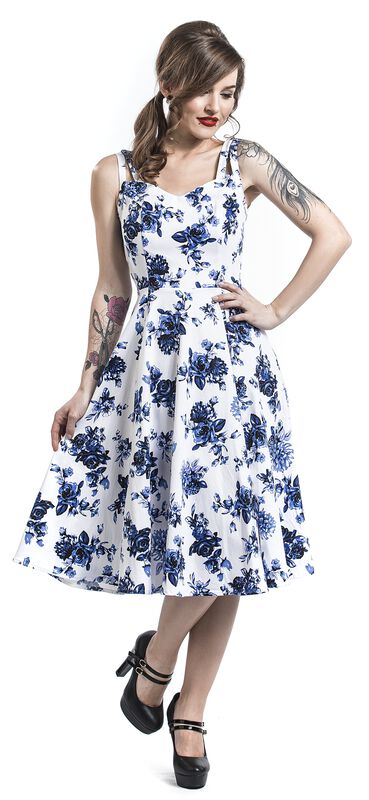 Blue Rosaceae Swing Dress Handr London Mittellanges Kleid Emp