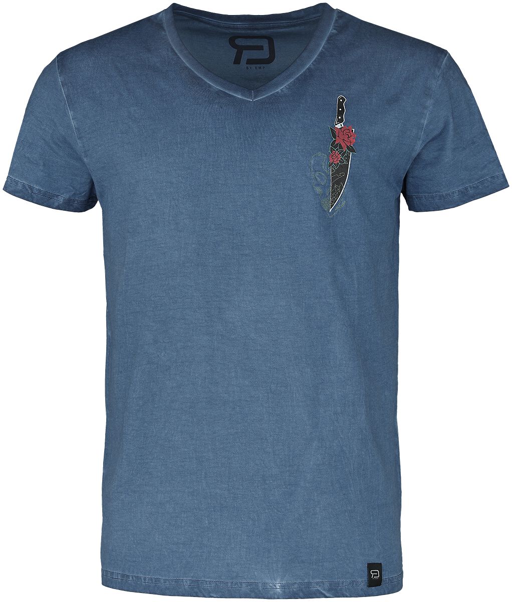 RED by EMP T-Shirt mit Dolch und Stickerei T-Shirt blau in M