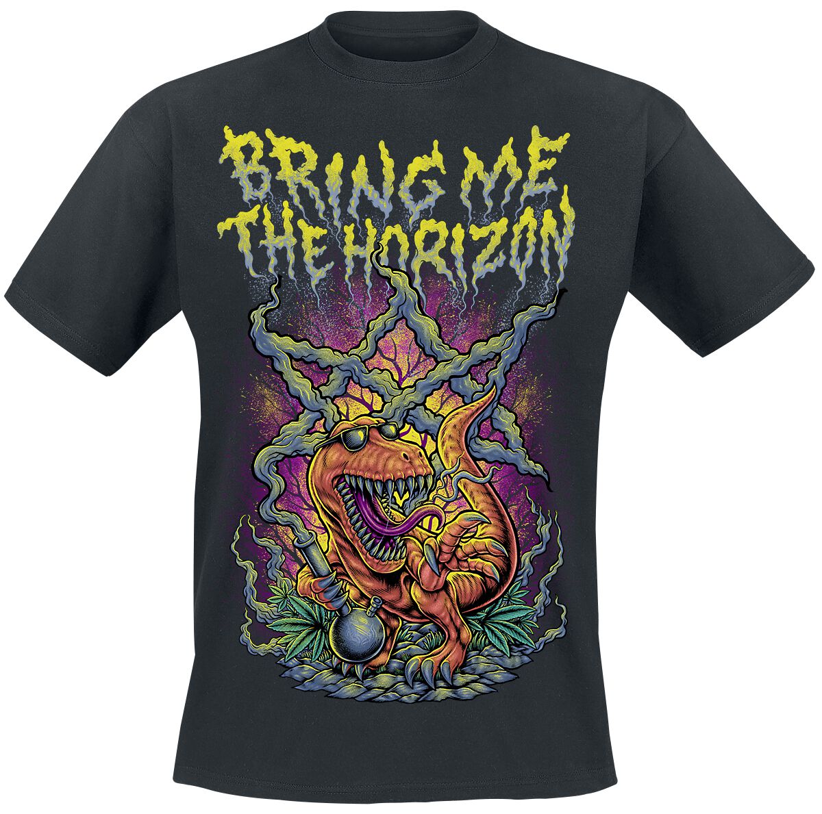 Bring Me The Horizon Smoking Dinosaur T-Shirt schwarz in XXL