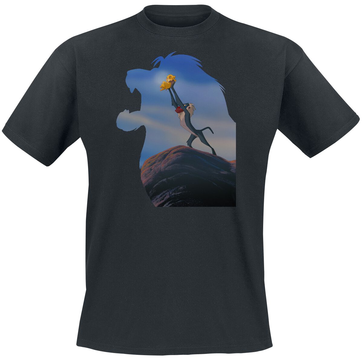 Der König der Löwen Rafiki holds Simba T-Shirt schwarz