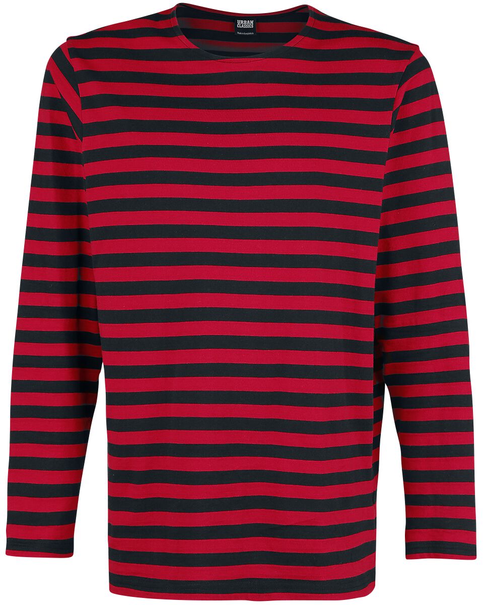 Urban Classics Langarmshirt - Regular Stripe Longlseeve - S bis XXL - für Männer - Größe M - rot/schwarz