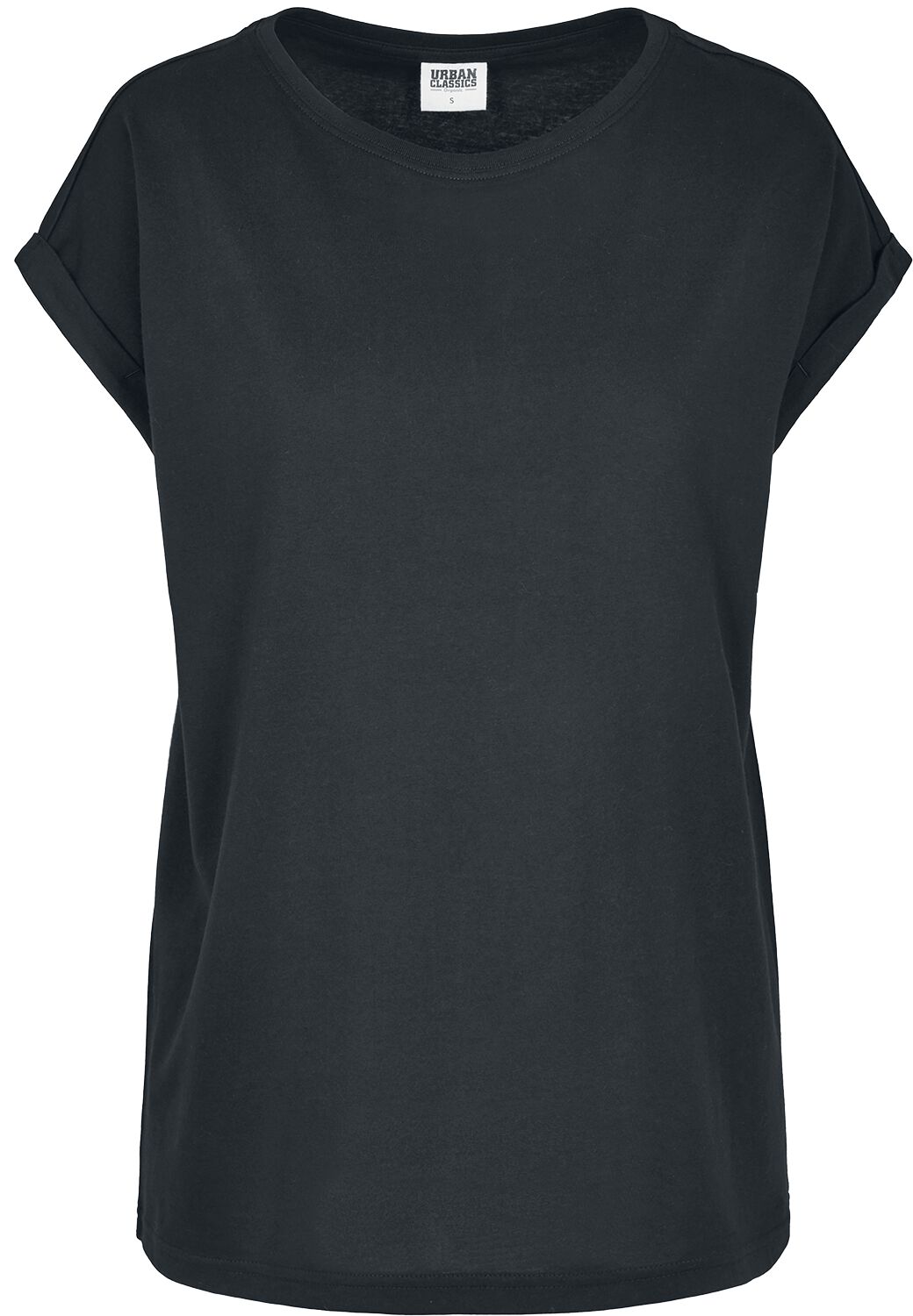 Urban Classics T-Shirt - Ladies Organic Extended Shoulder Tee - XS bis 5XL - für Damen - Größe L - schwarz