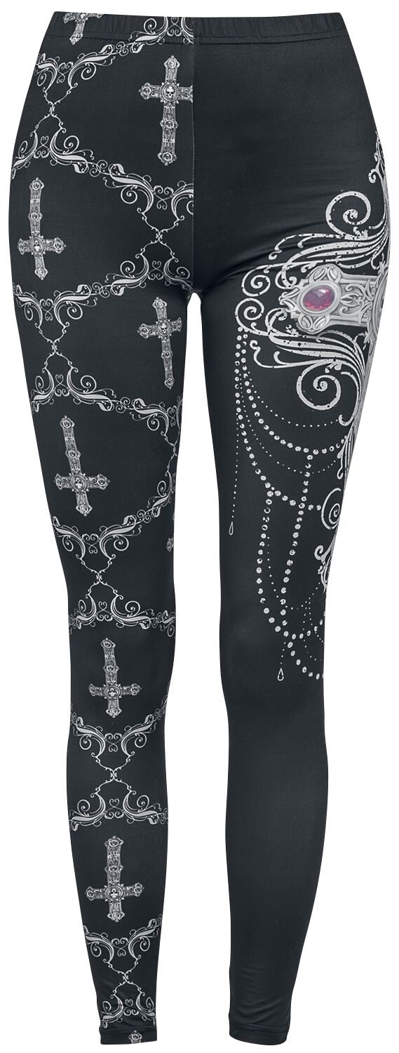 Image of Leggings Gothic di Gothicana by EMP - Gothicana X Anne Stokes - Black Leggings with Prints - XS a S - Donna - nero