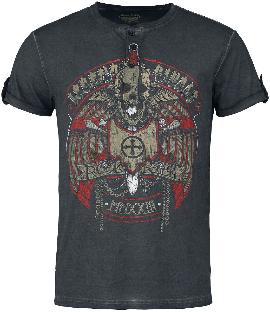 Rock Rebel by EMP - Rock T-Shirt - T-Shirt im Vintage Look - S bis L - für Männer - Größe L - grau