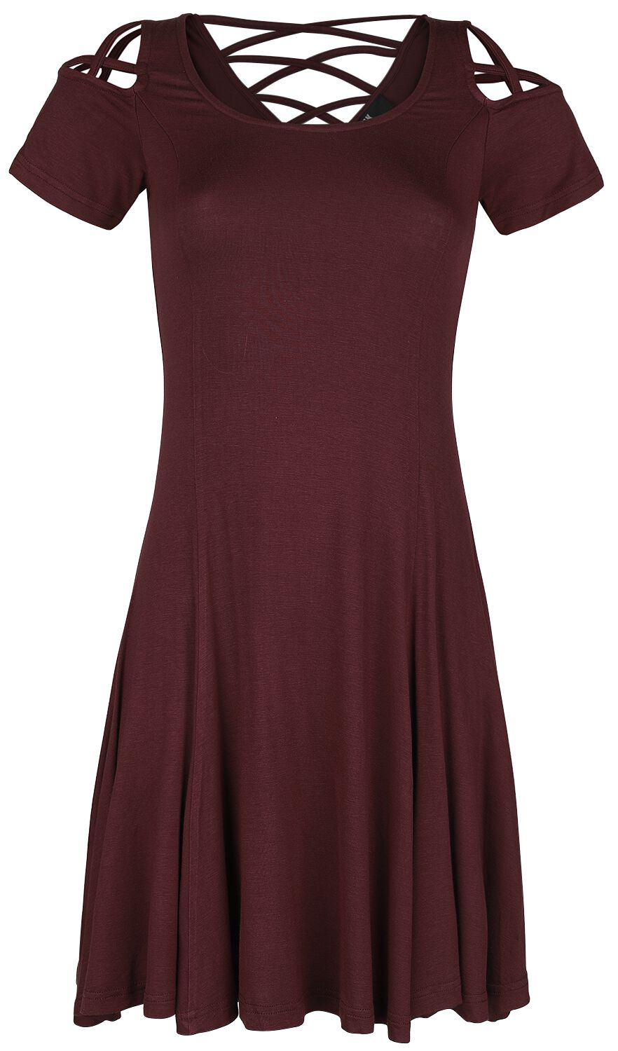 Black Premium by EMP Kurzes Kleid - Dunkelrotes Kleid mit dekorativer Schnürung - S bis 4XL - für Damen - Größe 4XL - rot