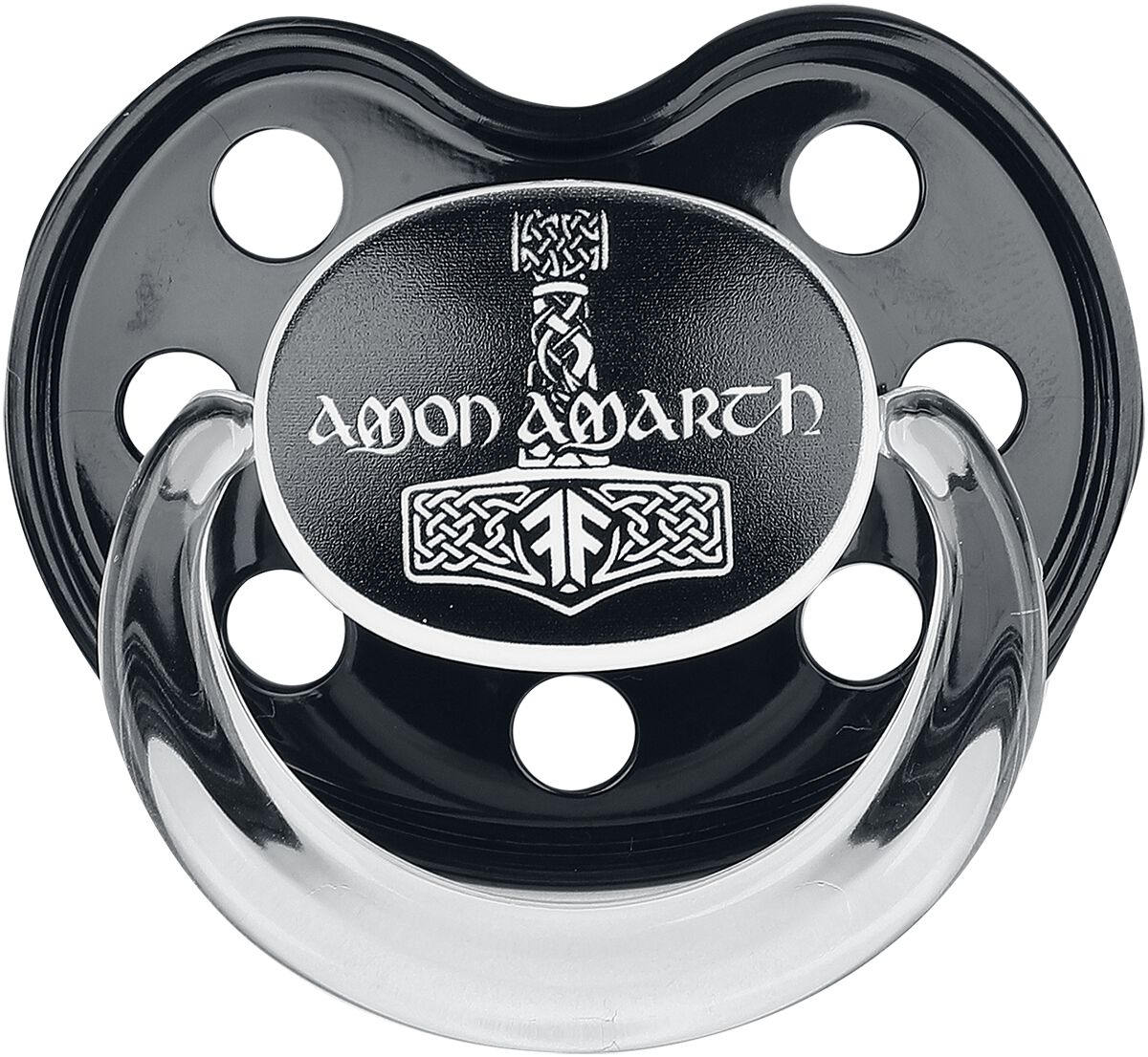 Amon Amarth Schnuller für Neugeborene - Metal Kids - Thors Hammer - für Mädchen & Jungen - schwarz  - Lizenziertes Merch