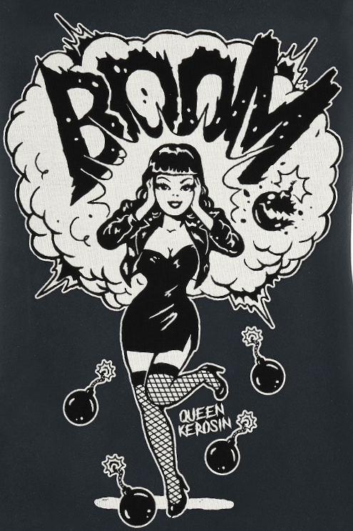 Queen Kerosin - Rockabilly T-Shirt - Boom - L - für Damen - Größe L - schwarz