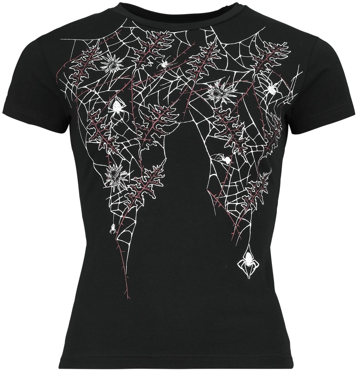 Gothicana by EMP - Gothic T-Shirt - T-Shirt mit Spinnennetzen - XS bis XXL - für Damen - Größe L - schwarz