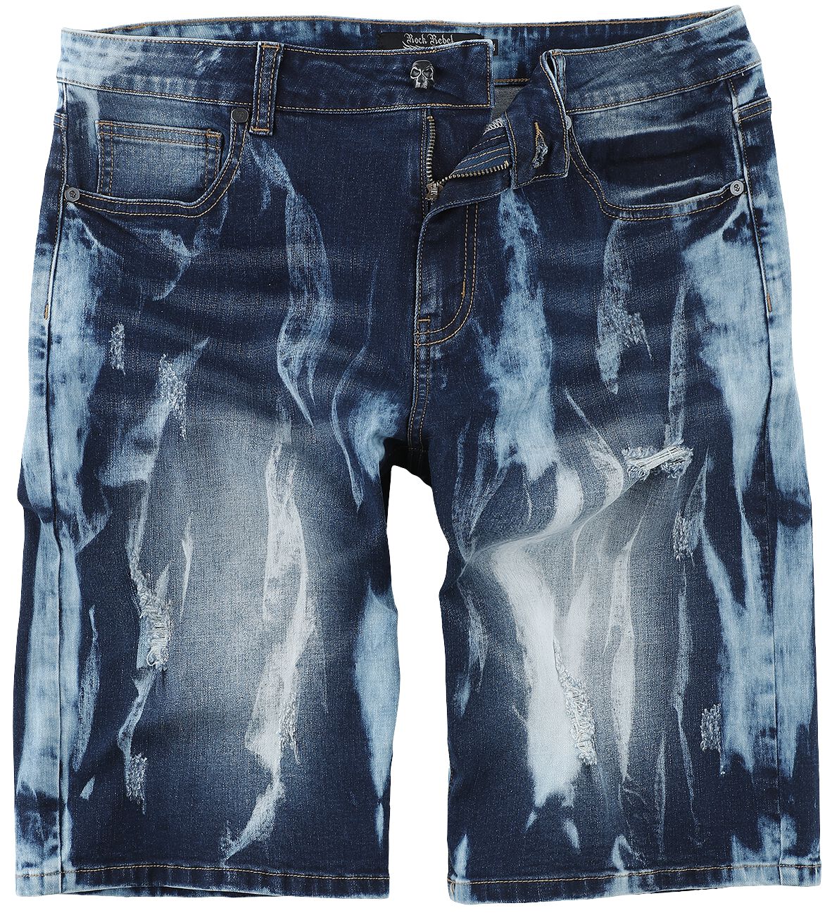 Rock Rebel by EMP - Rock Short - Shorts With Bleached Details - 31 bis 34 - für Männer - Größe 32 - blau