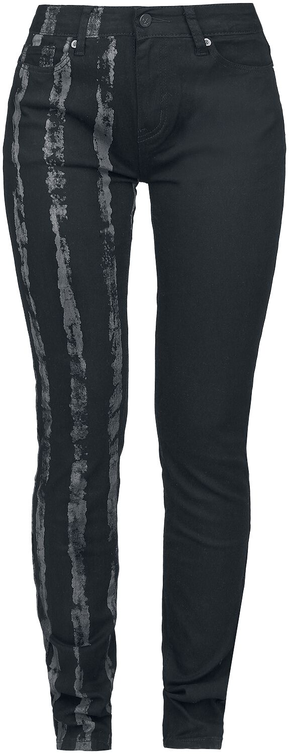 Rock Rebel by EMP - Rock Jeans - Striped Leg Stretch Denim - W27L32 bis W34L34 - für Damen - Größe W28L32 - schwarz