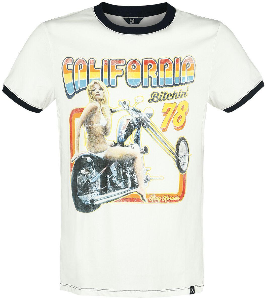 King Kerosin - Rockabilly T-Shirt - California - M bis 3XL - für Männer - Größe XL - schwarz/weiß