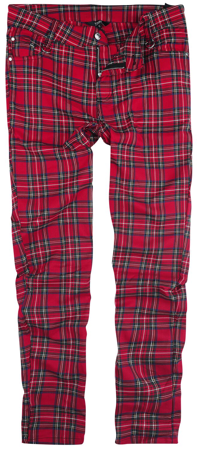 Banned Alternative - Gothic Stoffhose - Tartan Pants - S bis XXL - für Männer - Größe L - rot