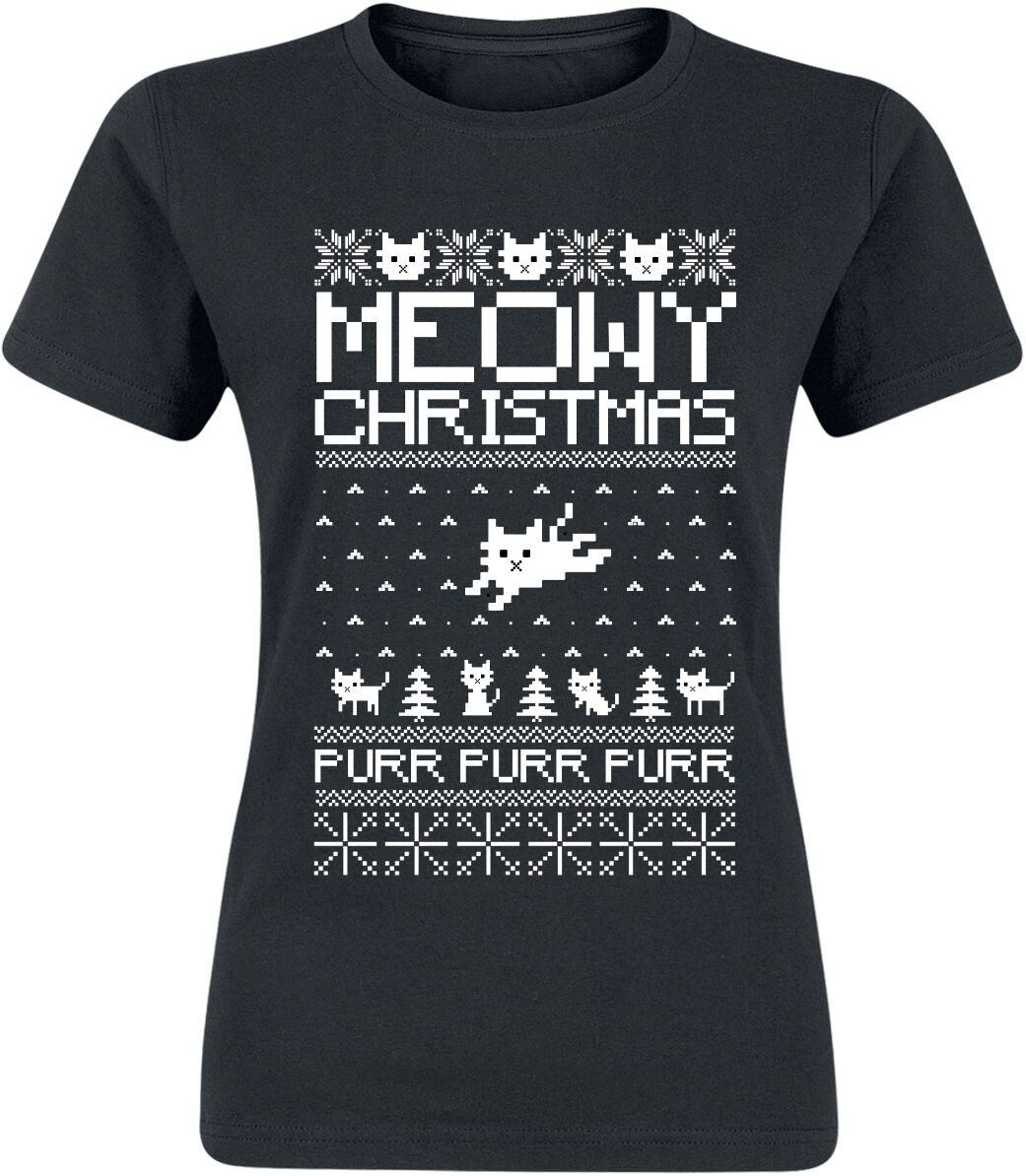 Tierisch Meowy Christmas – Purr Purr Purr T-Shirt schwarz