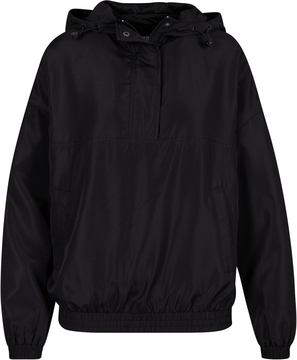 Urban Classics Übergangsjacke - Ladies Recycled Oversized Pullover Jacket - XS bis XL - für Damen - Größe S - schwarz