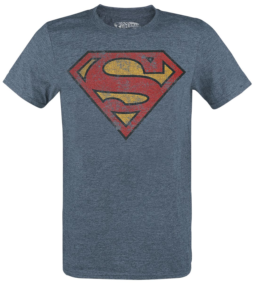 Superman - DC Comics T-Shirt - Logo - M bis XXL - für Männer - Größe XL - blau meliert  - Lizenzierter Fanartikel