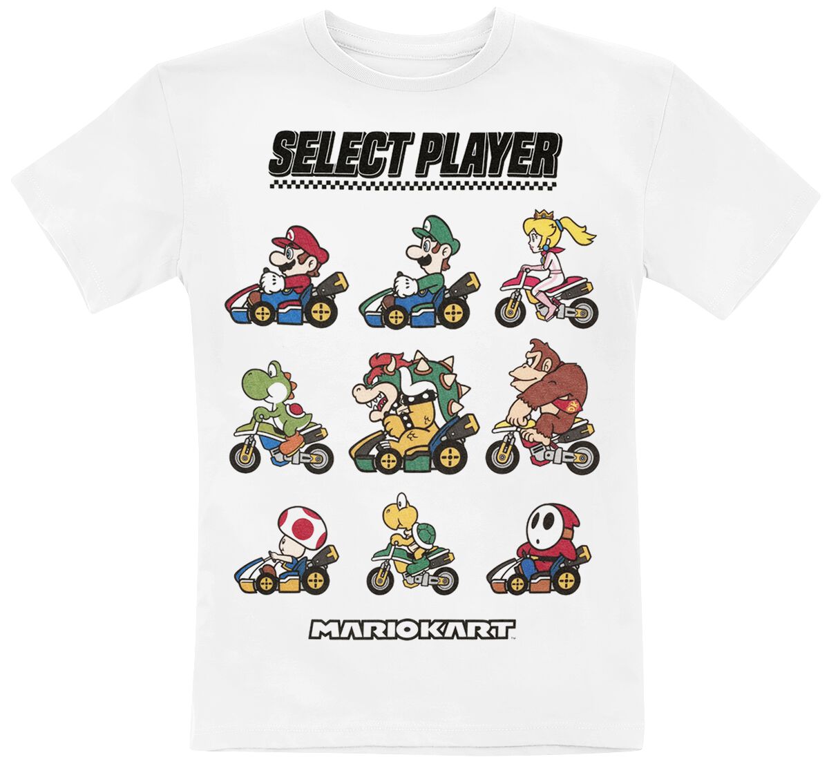 Super Mario - Gaming T-Shirt - Kids - Choose Your Driver - 116 bis 152 - Größe 152 - weiß