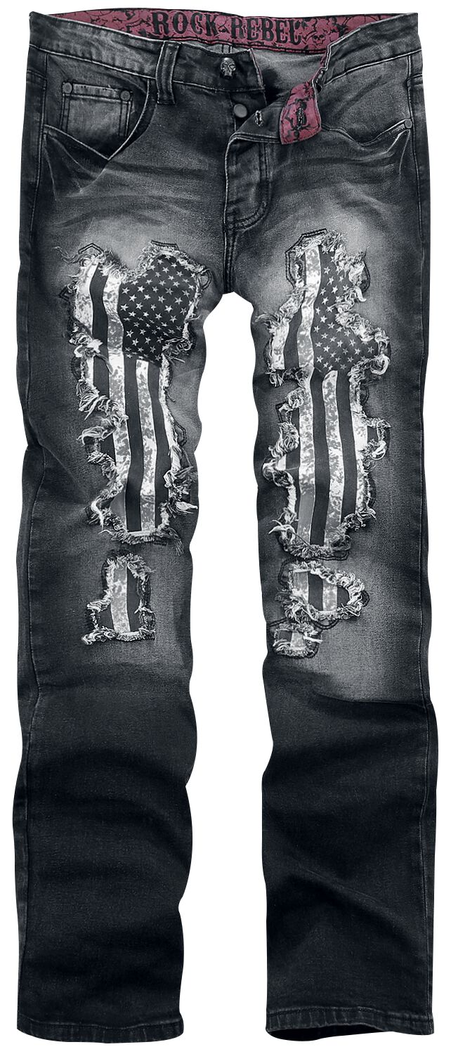 Rock Rebel by EMP - Rock Jeans - Pete - W29L32 bis W44L32 - für Männer - Größe W42L32 - schwarz