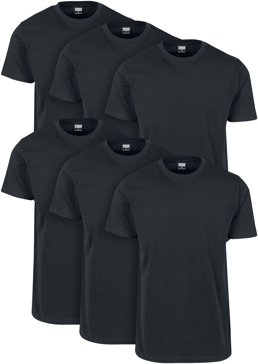 Image of T-Shirt di Urban Classics - Basic Tee 6-Pack - M a 4XL - Uomo - nero