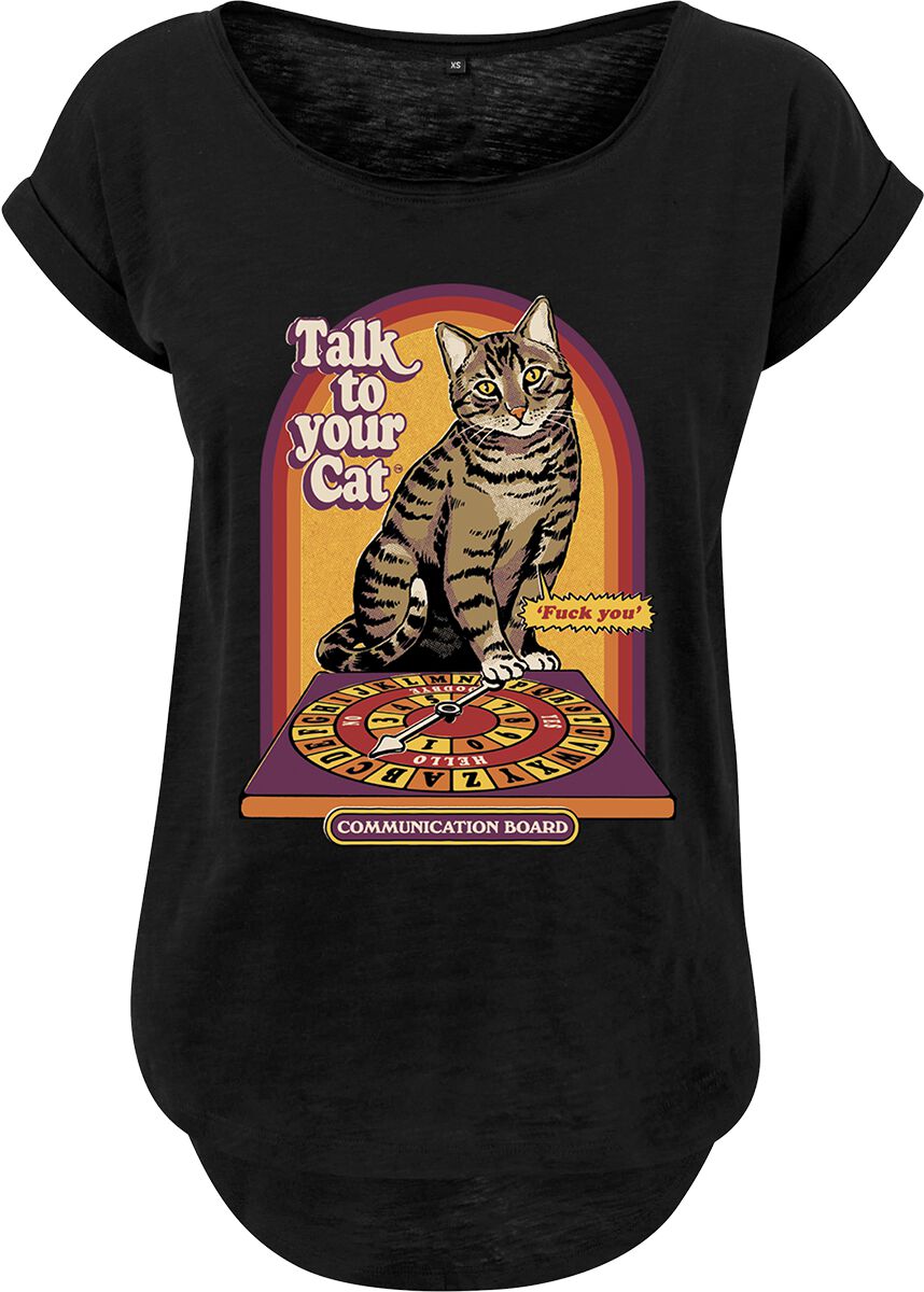 Image of T-Shirt Magliette Divertenti di Steven Rhodes - Talk to Your Cat - S a 5XL - Donna - nero