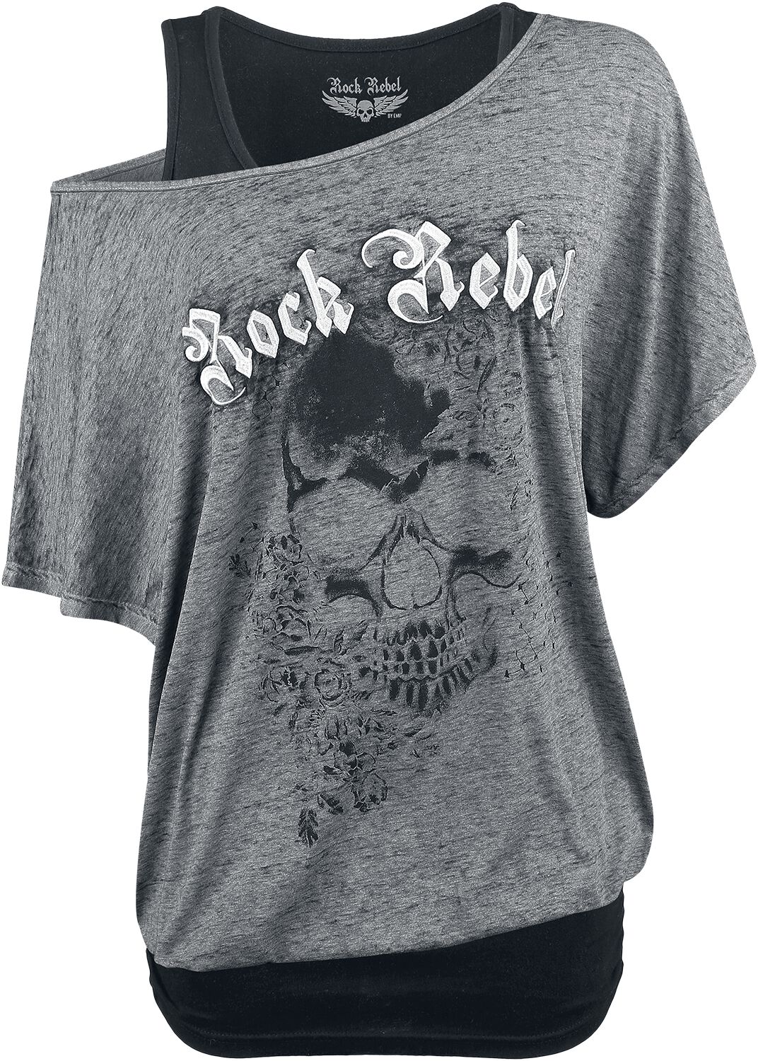 Rock Rebel by EMP - Rock T-Shirt - When The Heart Rules The Mind - S bis XXL - für Damen - Größe XL - grau