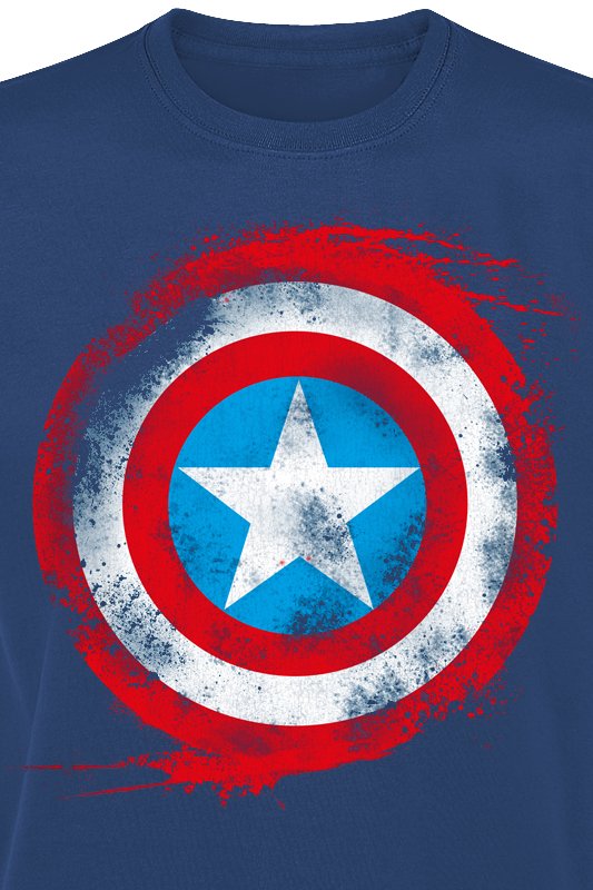 Captain America - Marvel T-Shirt - Shield Logo - S bis XXL - für Männer - Größe S - navy  - Lizenzierter Fanartikel